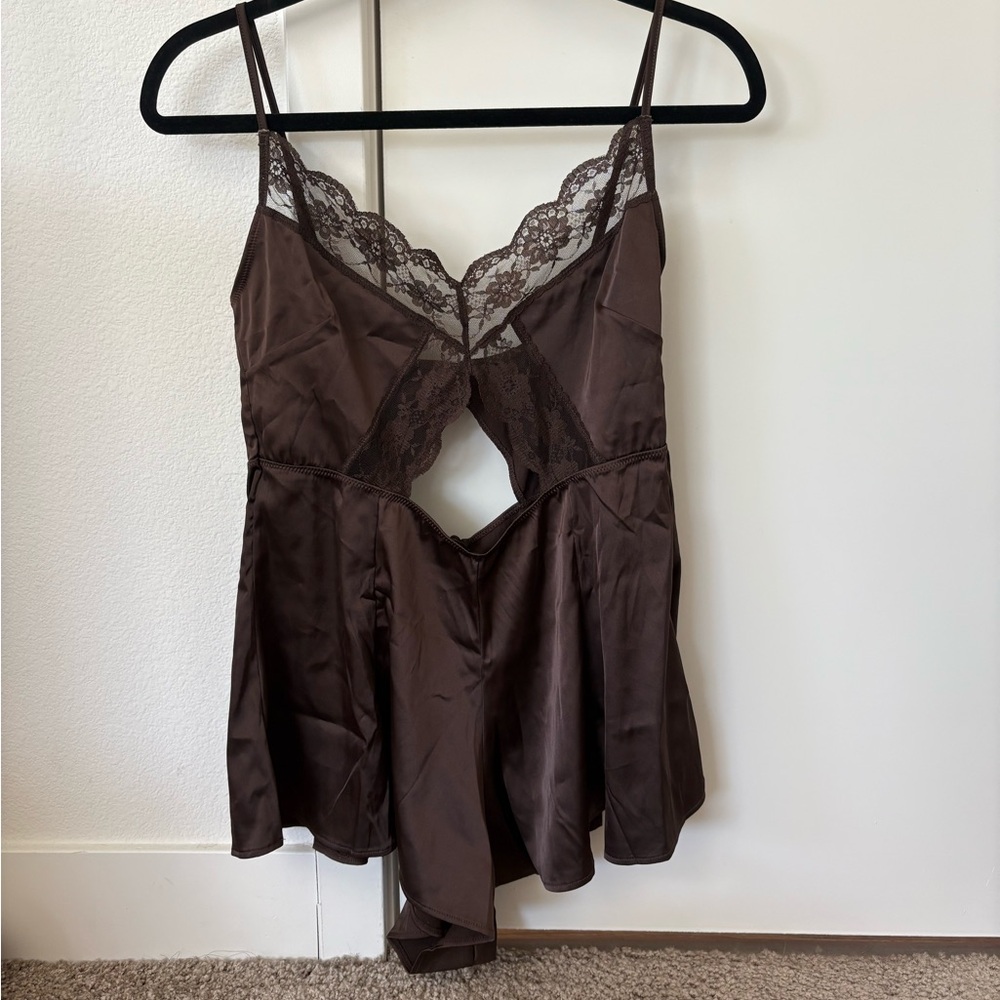 Brown lace free people romper